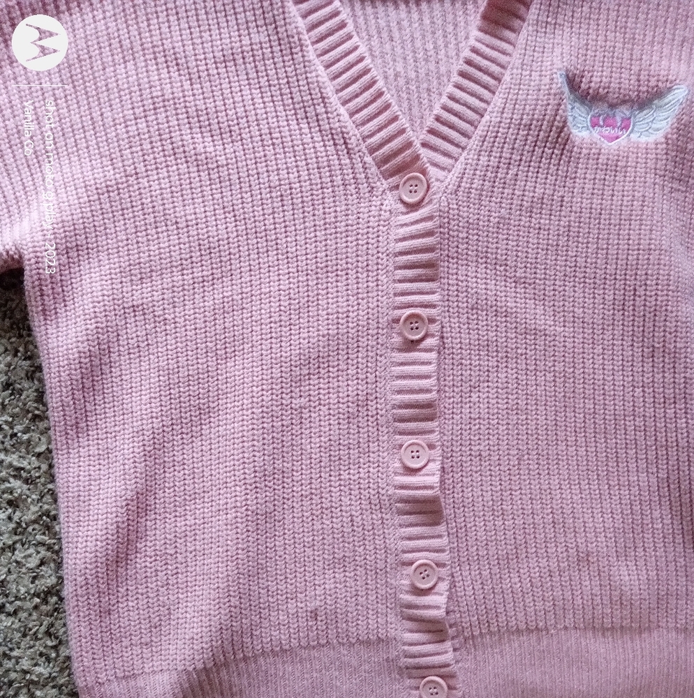 Hot Topic Women's Kawaii Wings Embroidered Cardigan Pink Size Medium / Small - Picture 6 of 10